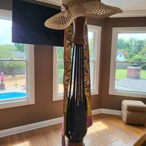 $1099 EMILIO PUCCI RESORT WEAR RAFFIA STRAW FEDORA HAT LOGO SCARF ITALY